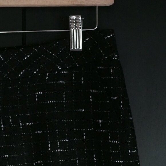 Oak + Fort | Wool Blend, Windowpane, Cropped, Tweed Pants in Black & White - Picture 3 of 5